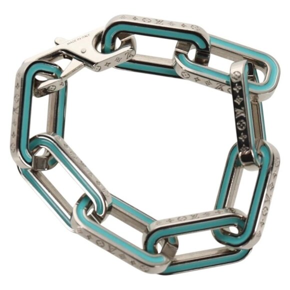 LOUIS VUITTON Brassle Monogram Links Bracelet metal Silver M80195 Auth 157982SM - Picture 1 of 14